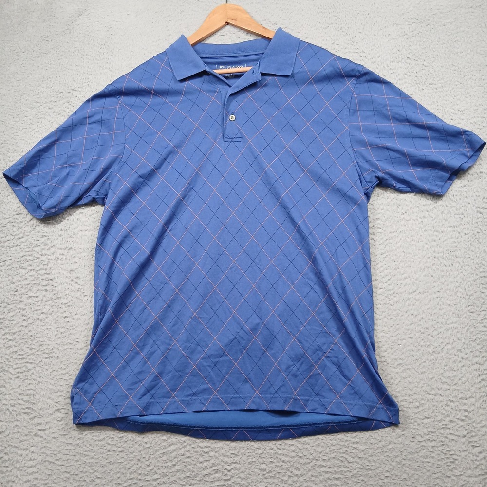 Jos A Bank Leadbetter Golf Polo Shirt Men's L Blue‎ Argyle Short Sleeve - Picture 2 of 7